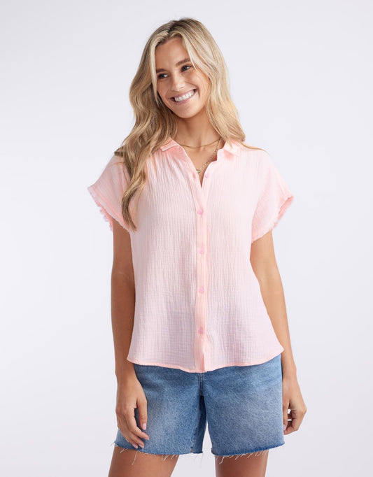 Image of a model wearing Tops. Productname: Vacation Shirt - in Ice Pink colour by brand - White & Co.
