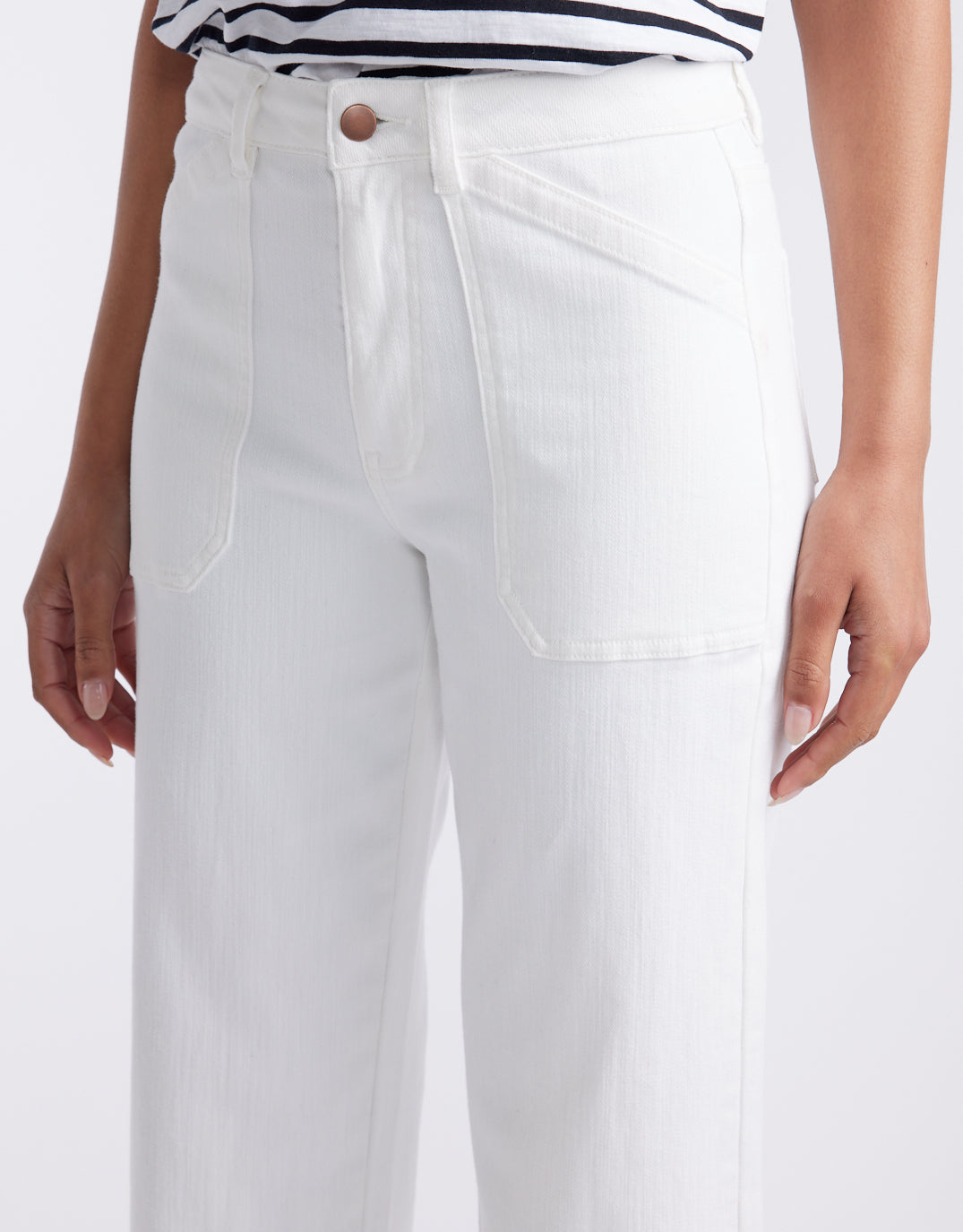 White & Co. Catalina Cropped Wide Leg Jeans (White)