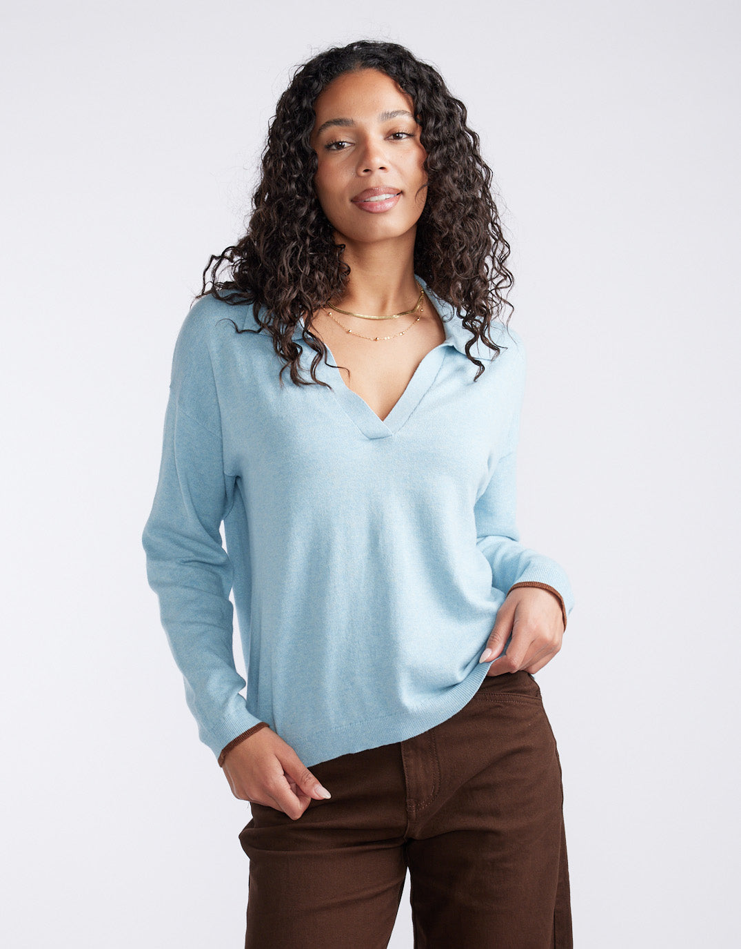 White & Co. Polo Frenchie Knit (Ice Blue)