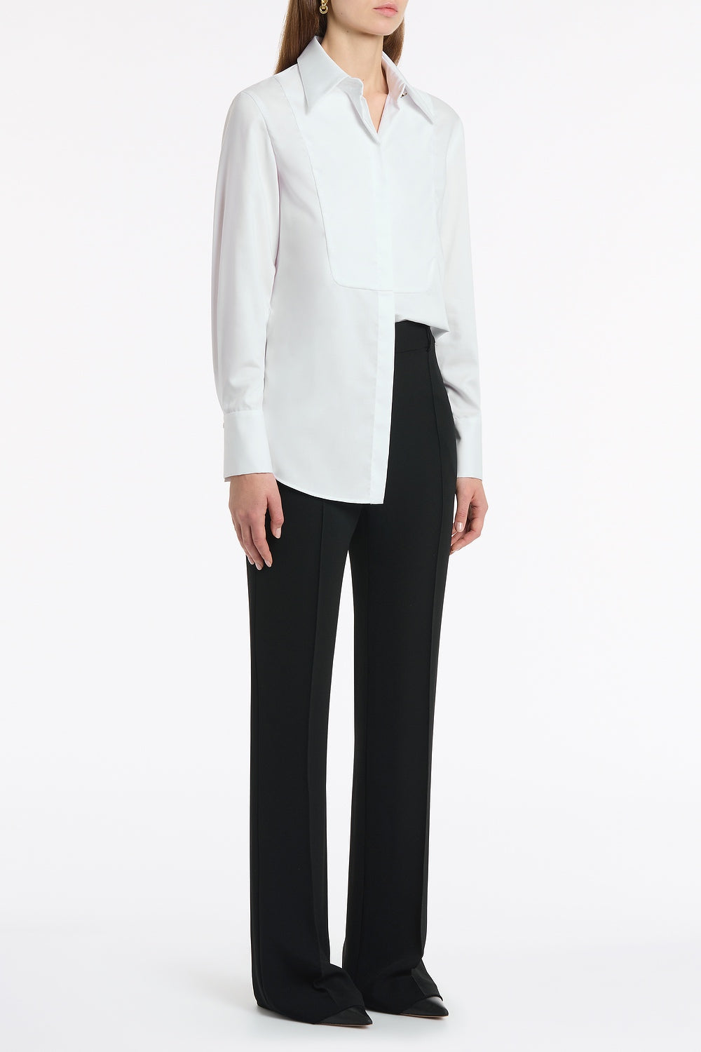 Carla Zampatti Cotton Shirting Bib Front Shirt (White)