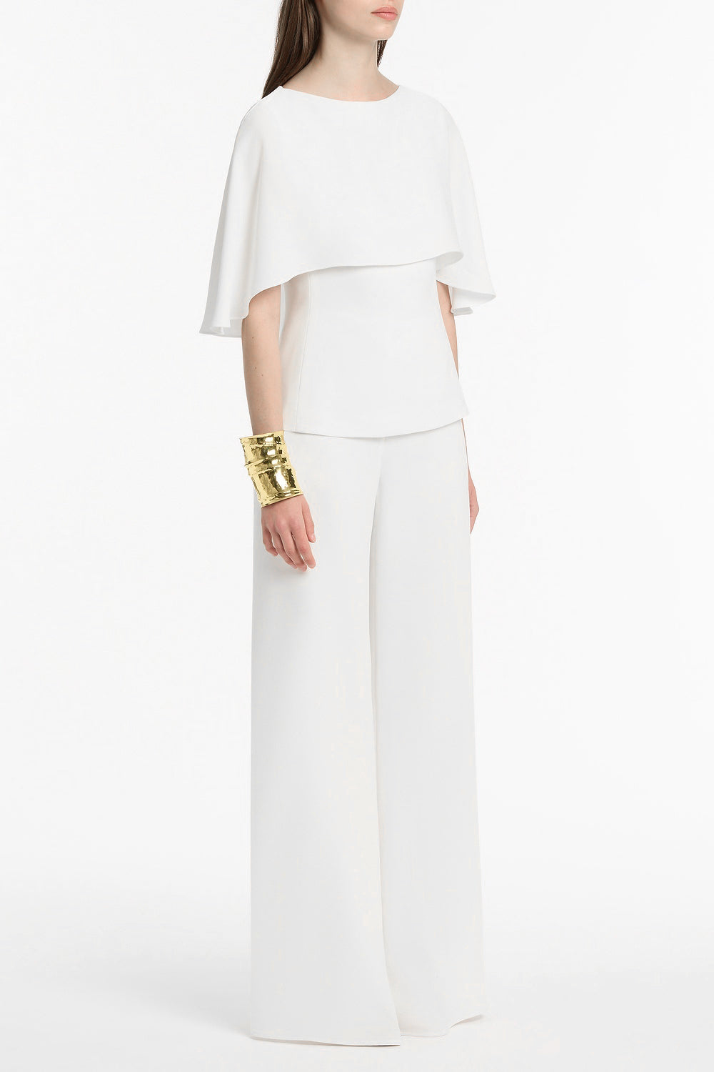 Carla Zampatti Crepe Cape Top (White)
