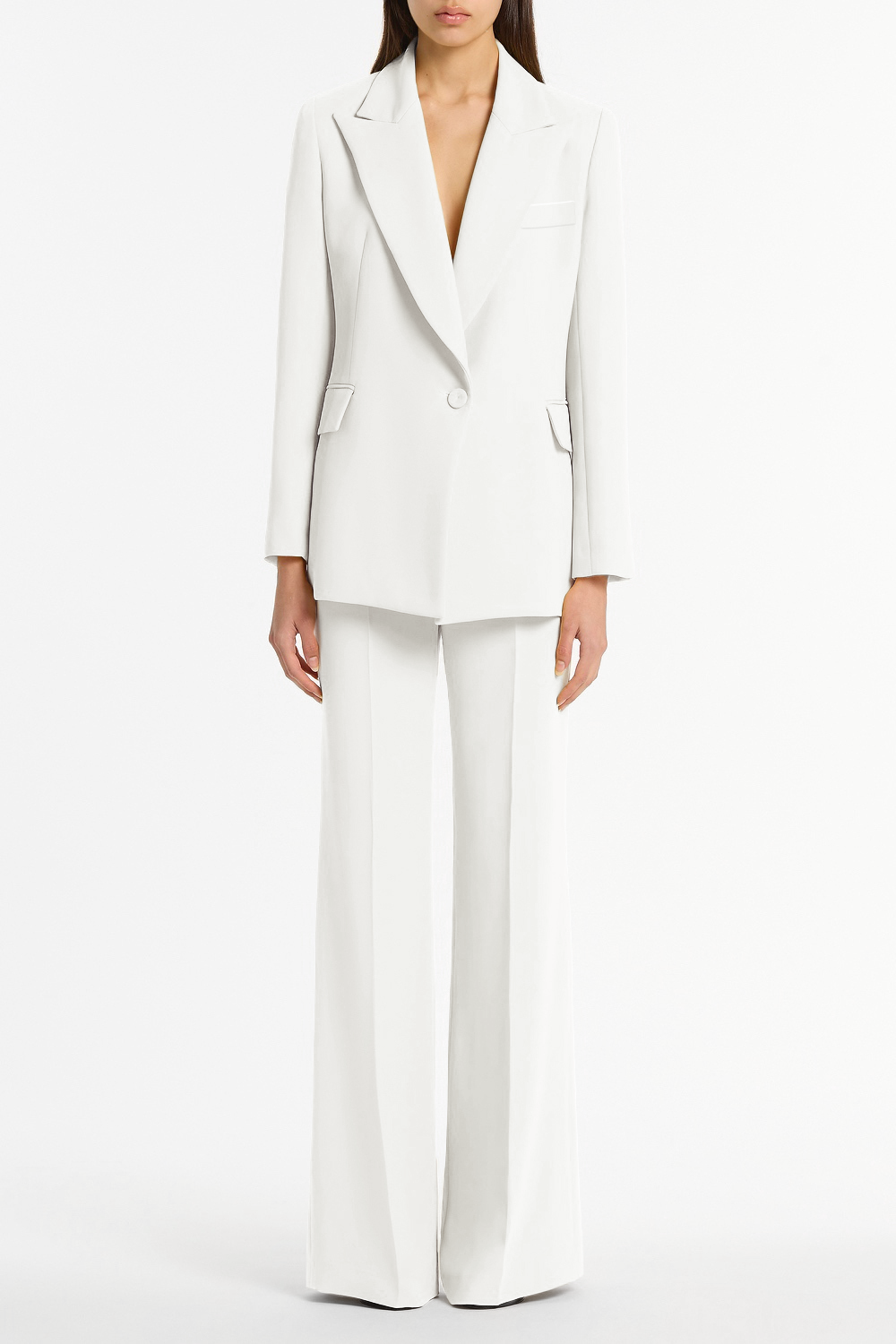 Image of Coats & Jackets. Product name - White Crepe Classic Jacket in White colour by brand - Carla Zampatti