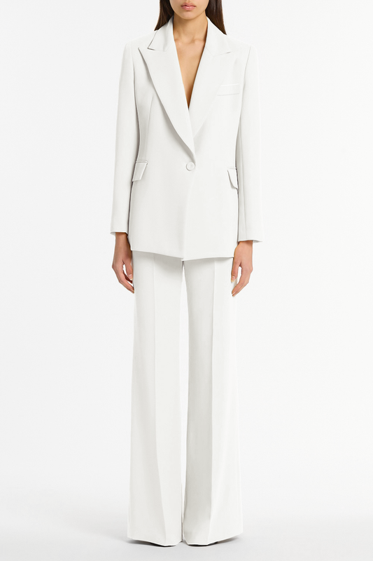 Image of Coats & Jackets. Product name - White Crepe Classic Jacket in White colour by brand - Carla Zampatti
