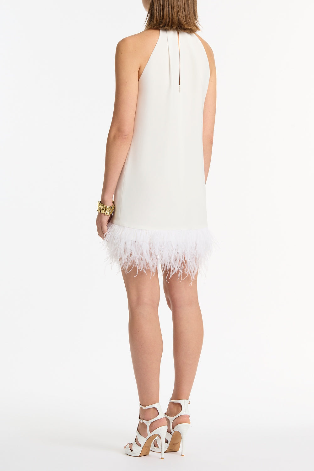Carla Zampatti Crepe Feather Mini Dress (White)