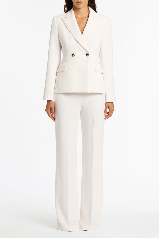 Image of Coats & Jackets. Product name - White Crepe Florence Jacket in White colour by brand - Carla Zampatti