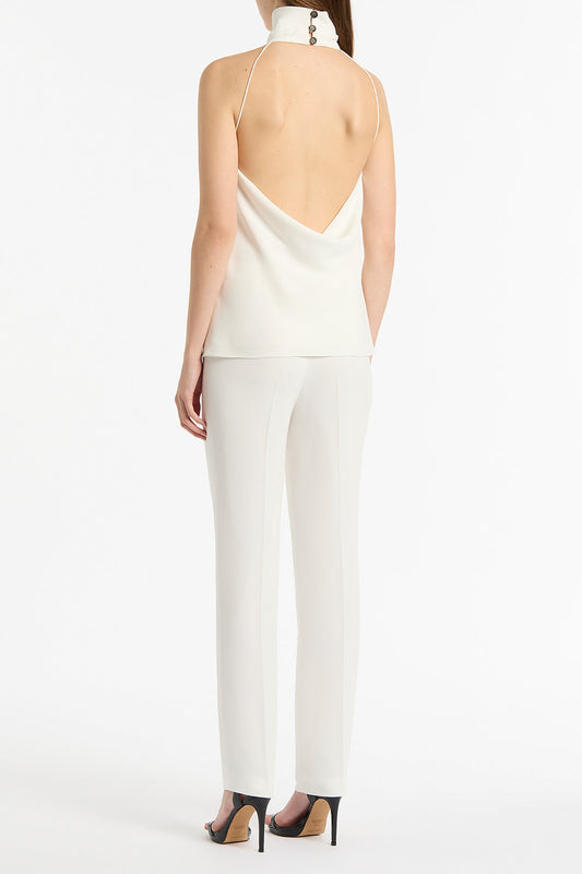 Carla Zampatti Crepe Halter Top (White)