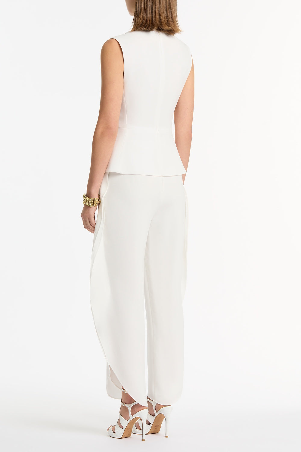 Carla Zampatti Crepe Peplum Top (White)
