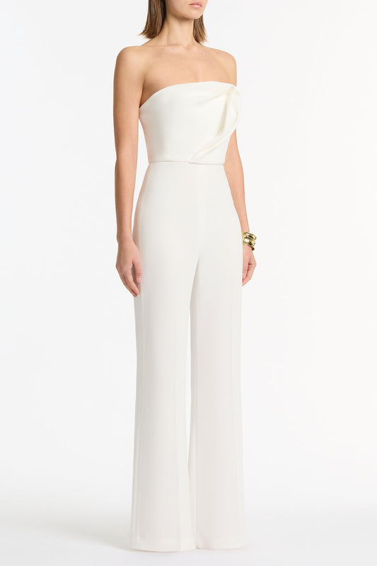 Carla Zampatti Crepe Sculptural Jumpsuit (White)