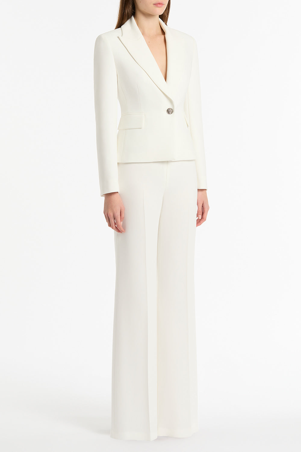 Carla Zampatti Crepe Single Breasted Jacket (White)
