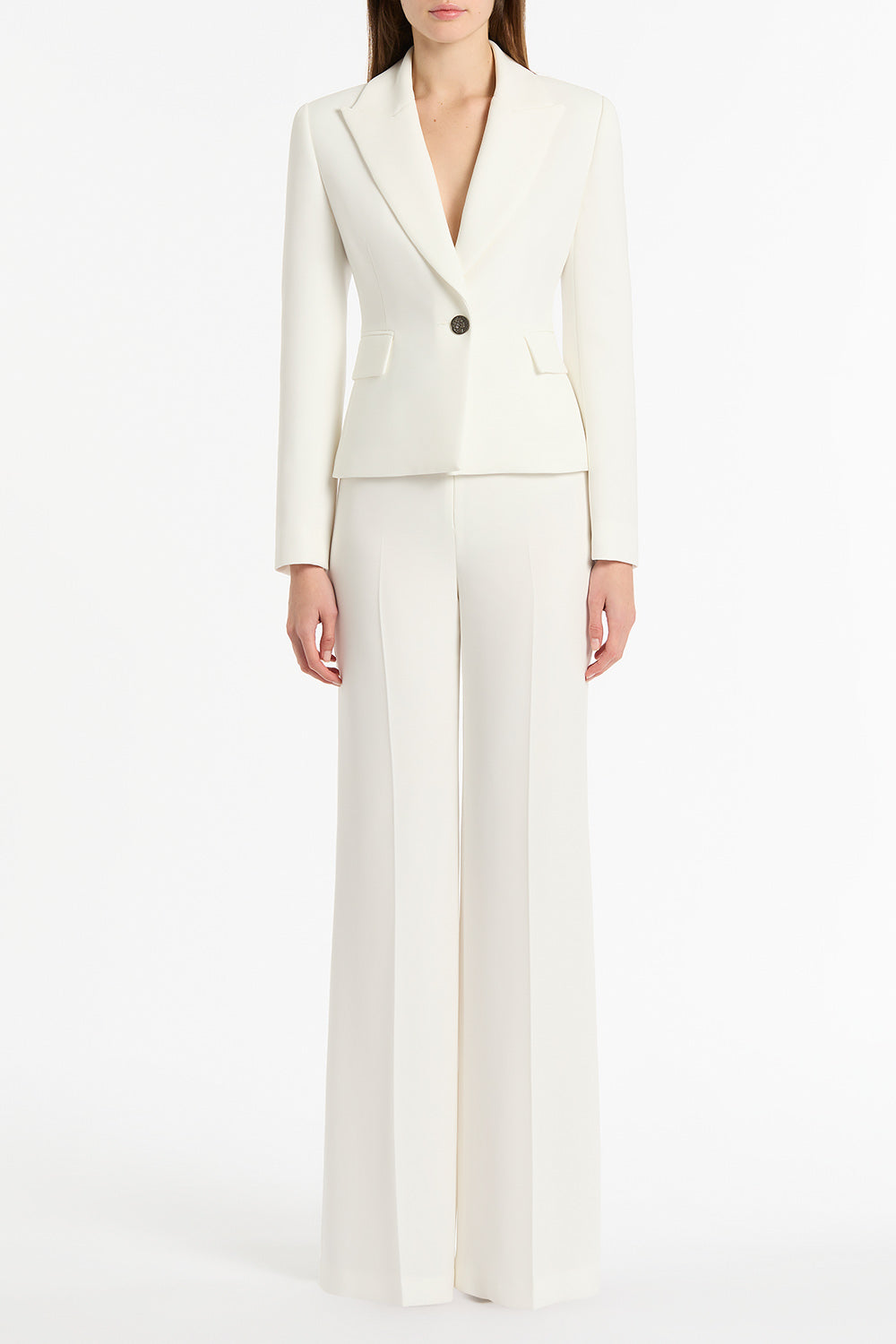 Image of Coats & Jackets. Product name - White Crepe Single Breasted Jacket in White colour by brand - Carla Zampatti