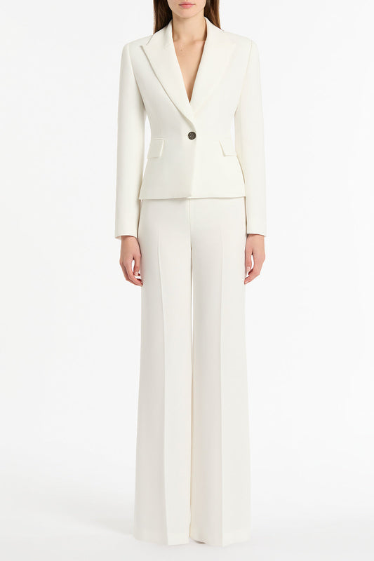 Image of Coats & Jackets. Product name - White Crepe Single Breasted Jacket in White colour by brand - Carla Zampatti