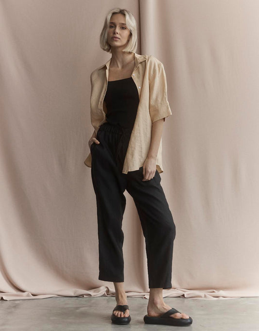 Abigail Linen Pant - (Black)