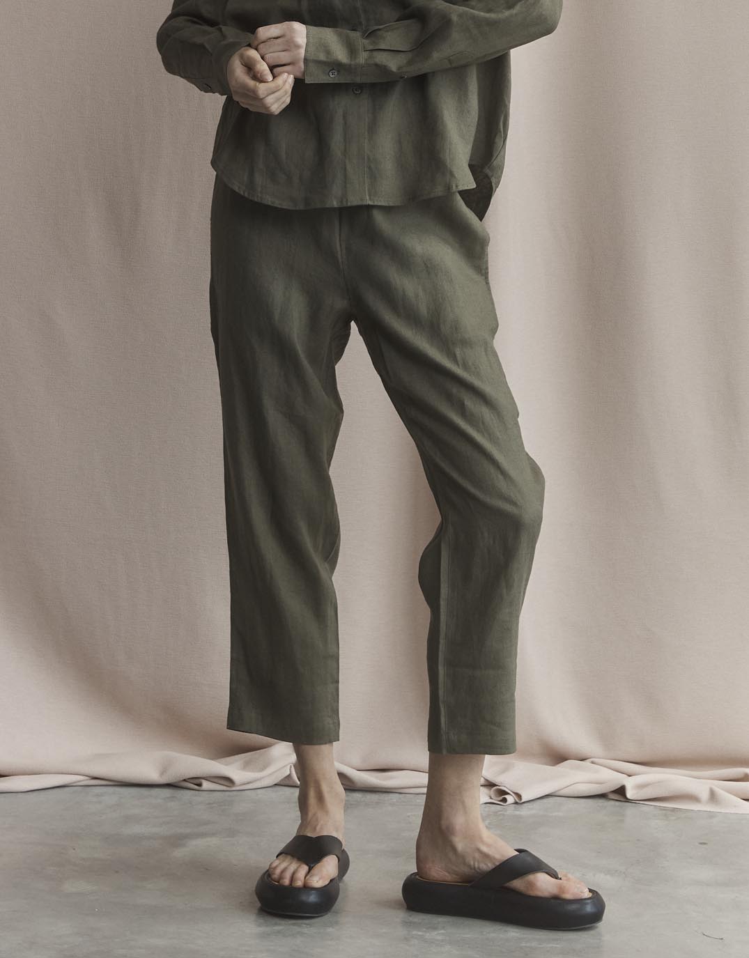 White by FTL Abigail Linen Pant (Khaki)