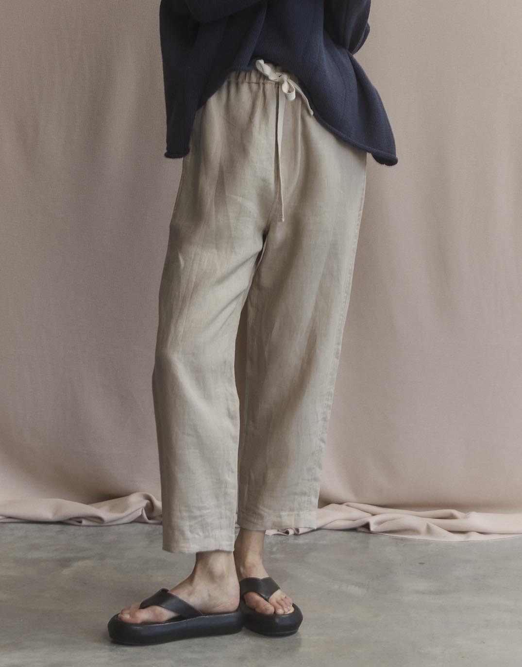 White by FTL Abigail Linen Pant (Oatmeal)