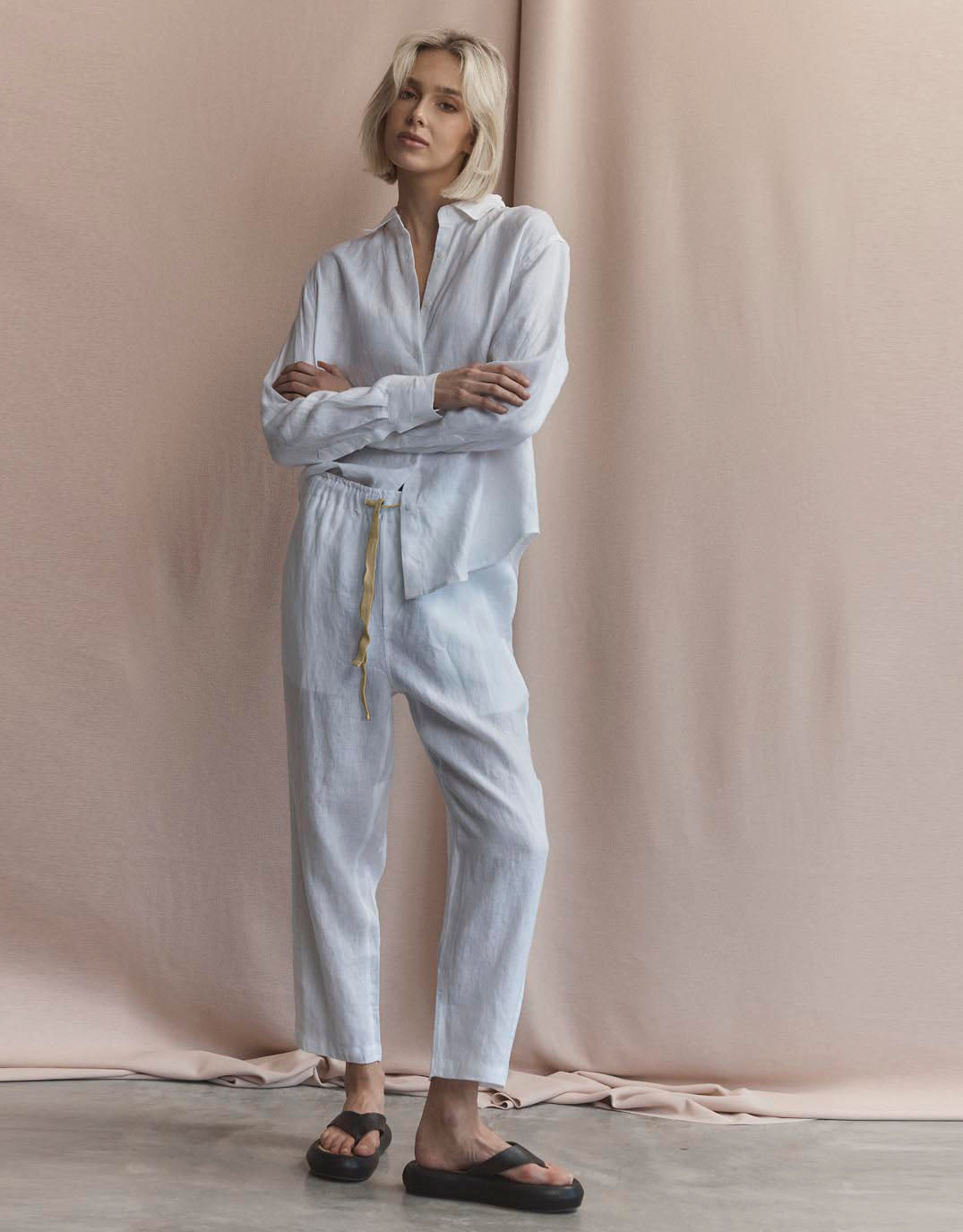 by FTL Abigail Linen Pant White (White)