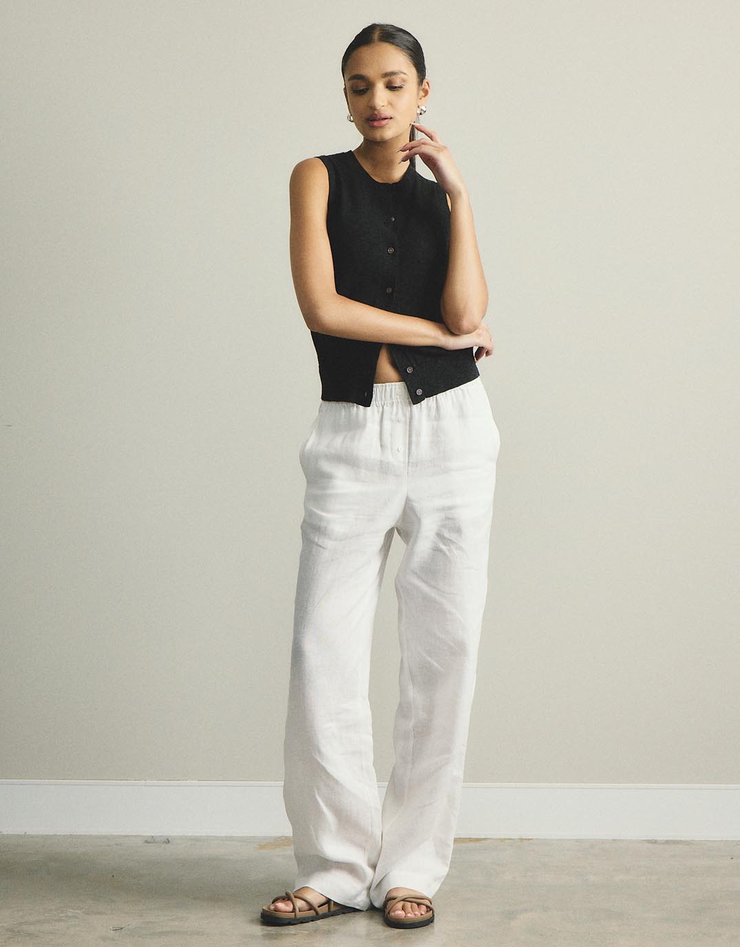 White by FTL Kyra Button Tank (Black)