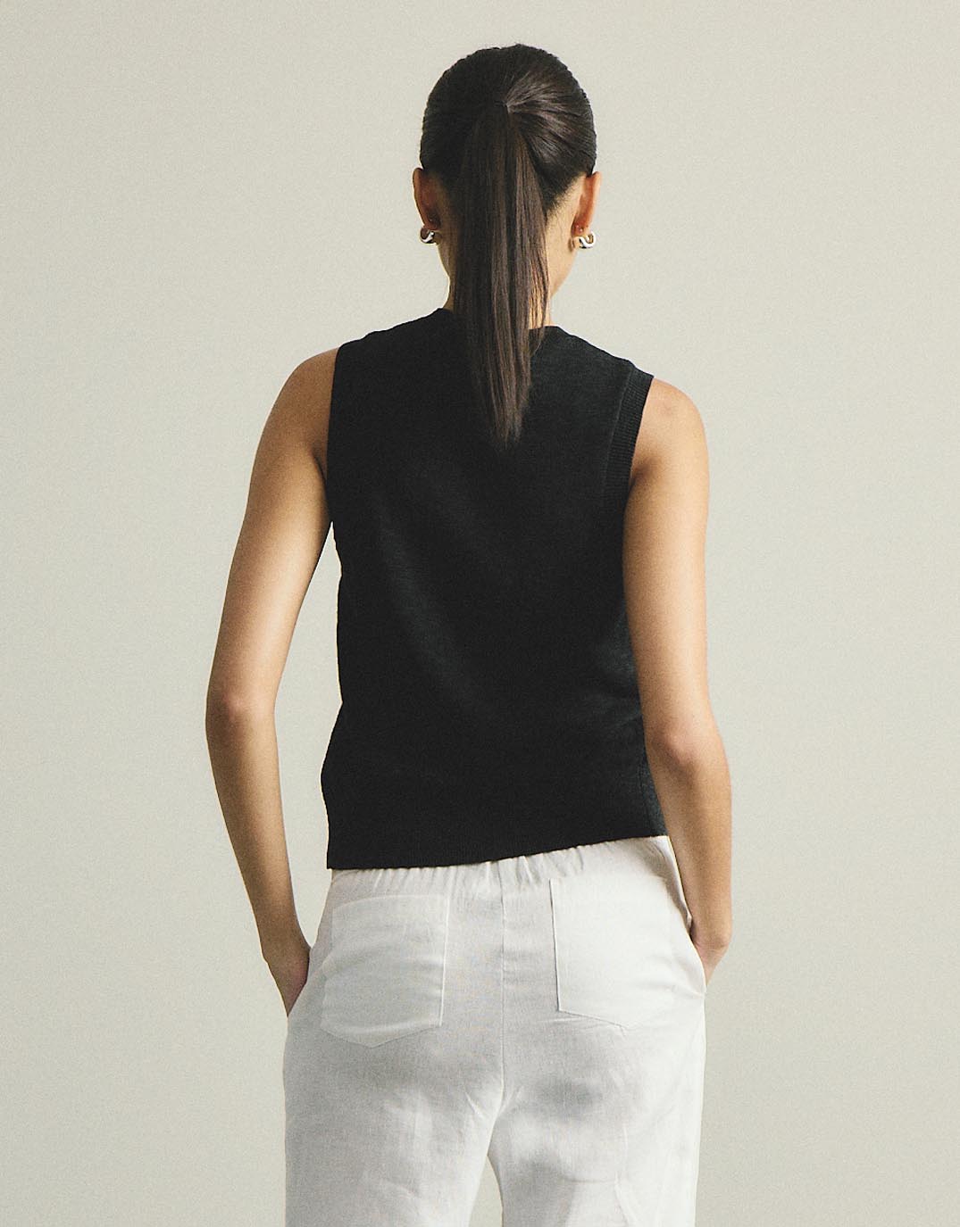 White by FTL Kyra Button Tank (Black)