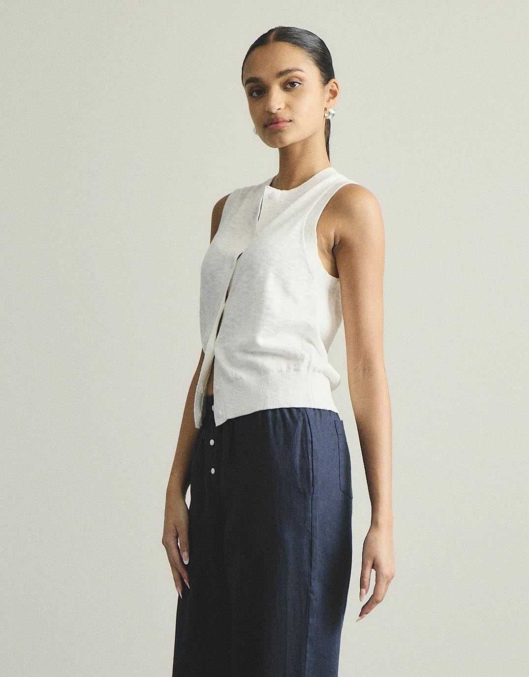 by FTL Kyra Button Tank White (White)