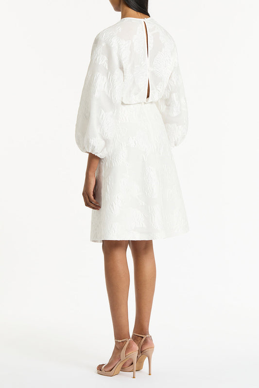 Carla Zampatti Mesh Jacquard Midi Dress (White)