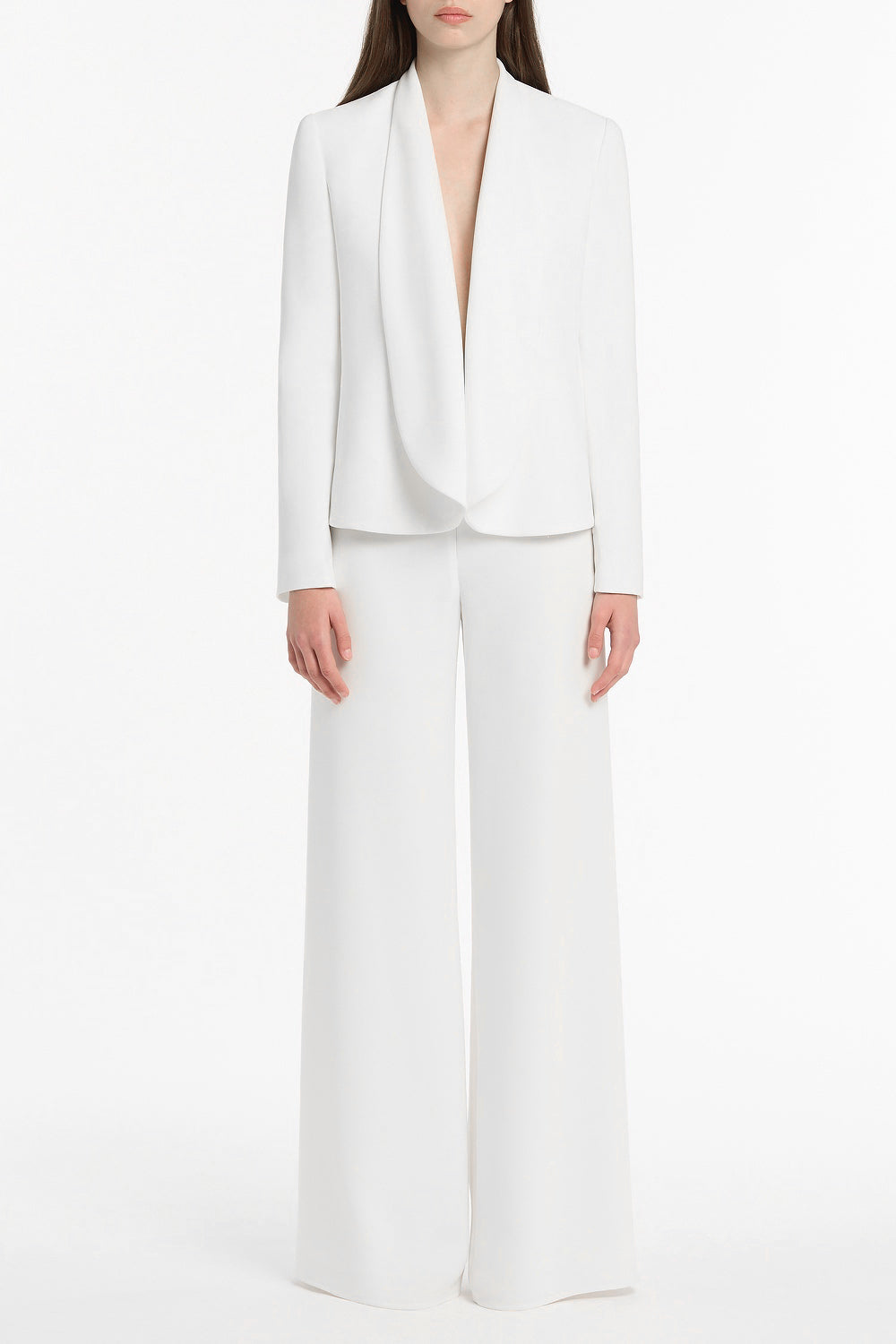 Image of Coats & Jackets. Product name - White Shawl Collar Jacket in White colour by brand - Carla Zampatti