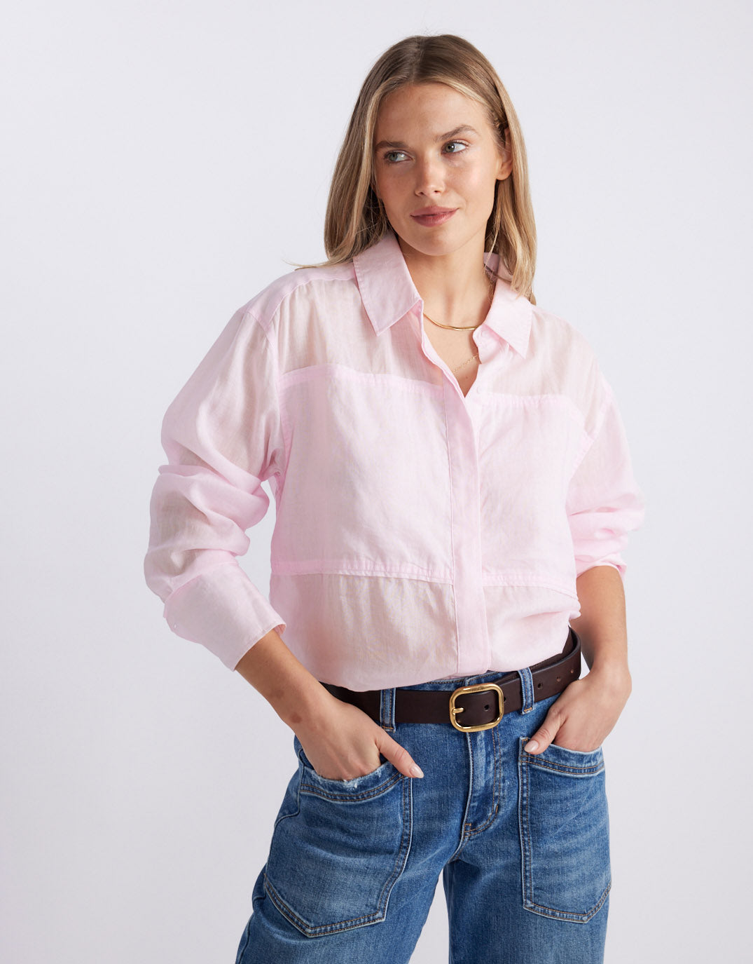 White & Co. Chloe Panel Shirt (Pink)