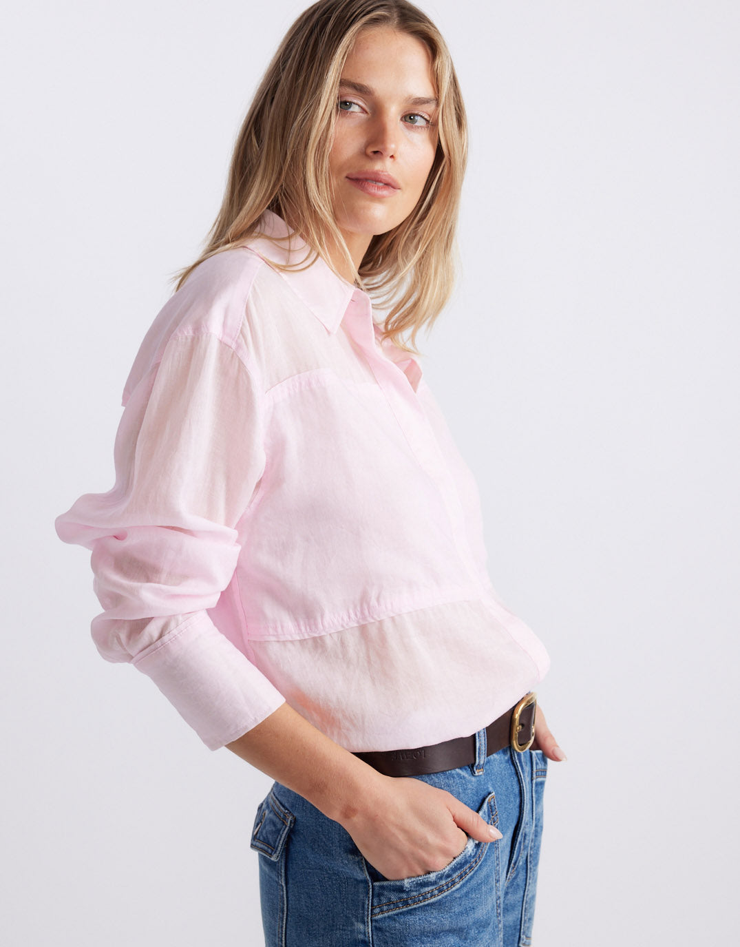 White & Co. Chloe Panel Shirt (Pink)