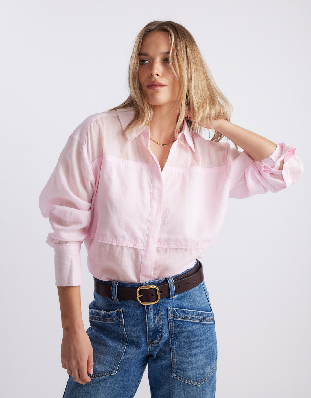White & Co. Chloe Panel Shirt (Pink)