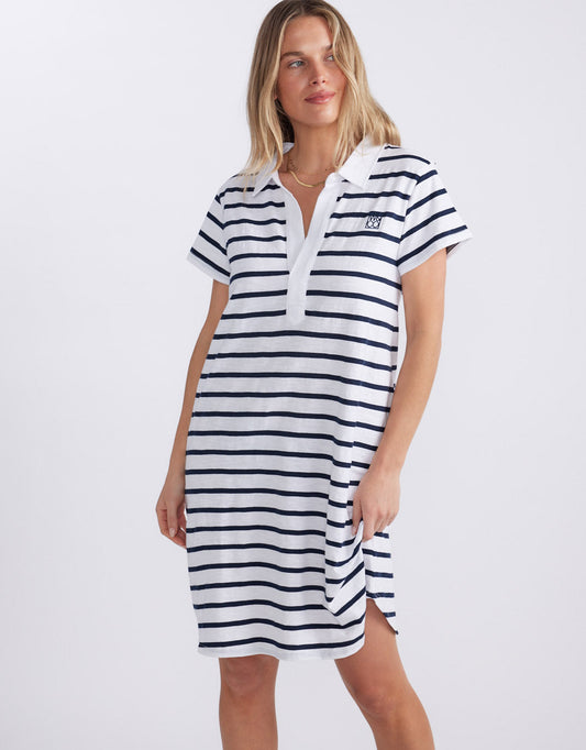 Image of Dresses. Product name - Olivia Polo Tee Dress Navy/White Stripe in Navy/White Stripe colour by brand - White & Co.
