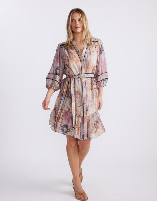 Image of Dresses. Product name - The Marrakesh 3/4 Sleeve Dress Mosaic in Mosaic colour by brand - White & Co.
