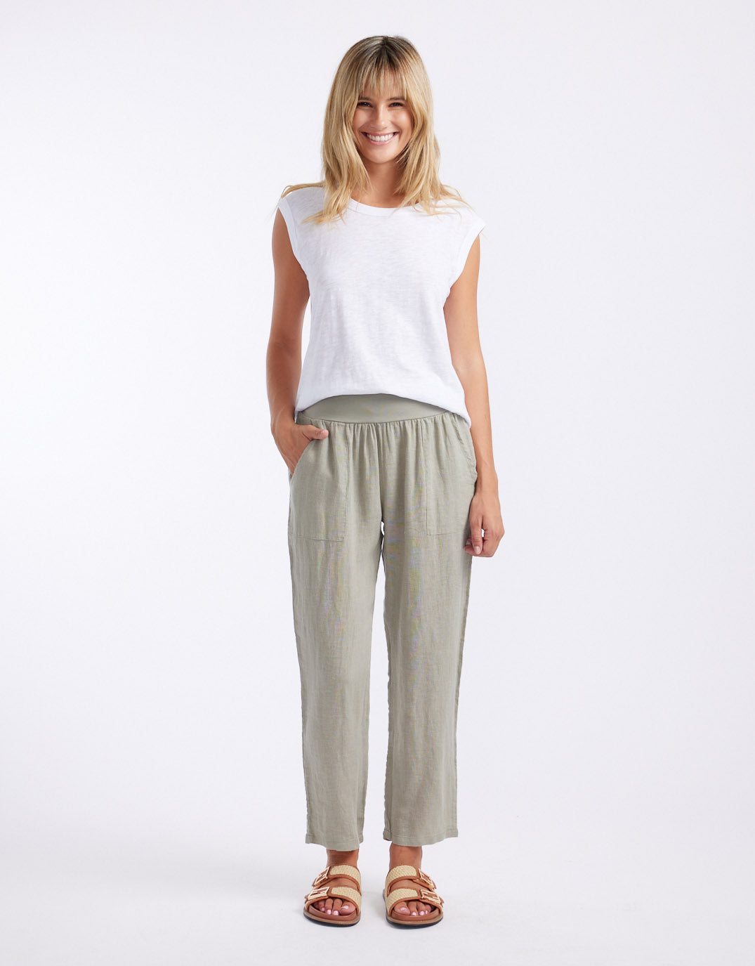 Worthier The Label Sorrento Linen Pants (Khaki)
