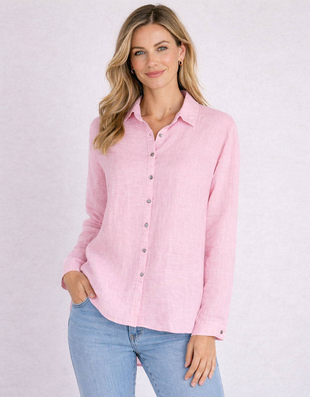 Worthier The Label Veya Linen Shirt (Soft Pink)