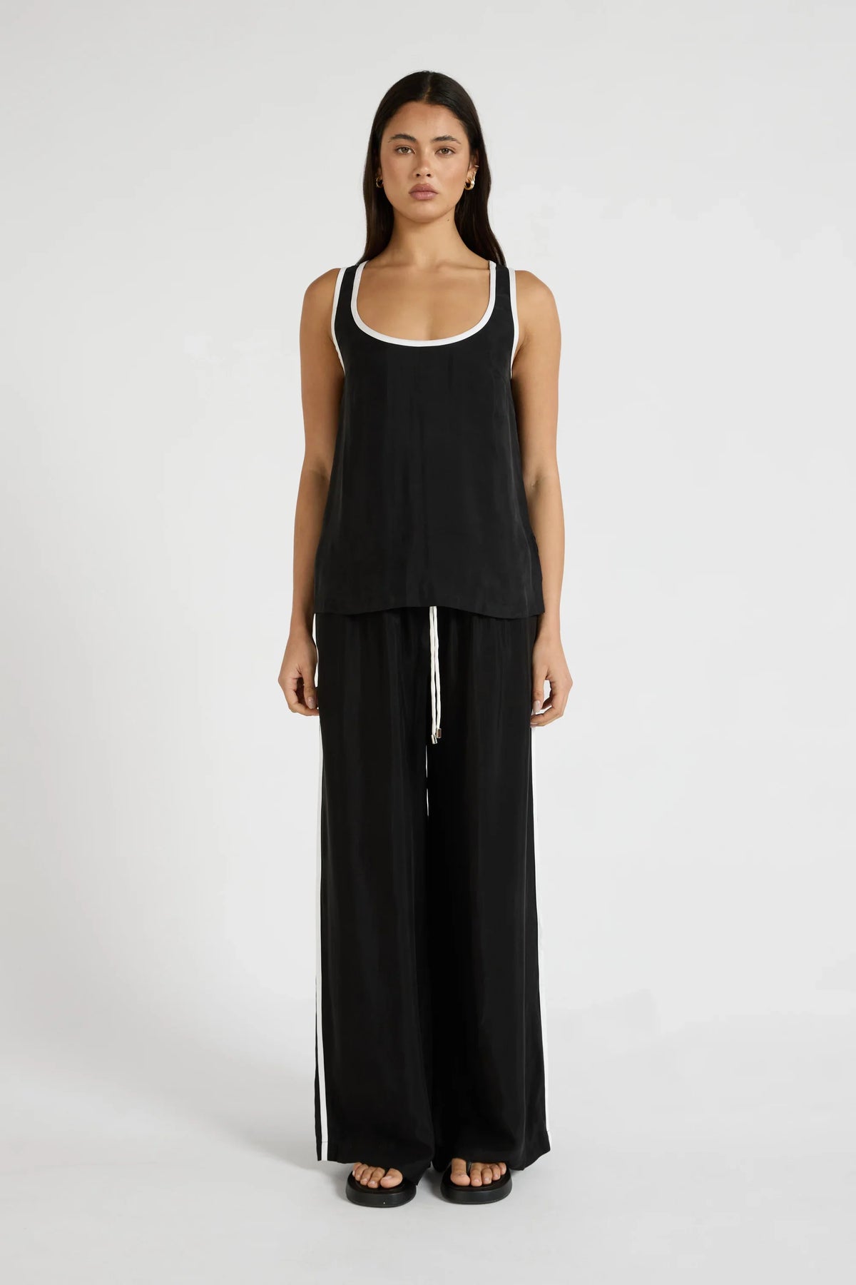 Cupro Contrast Tank (Black)