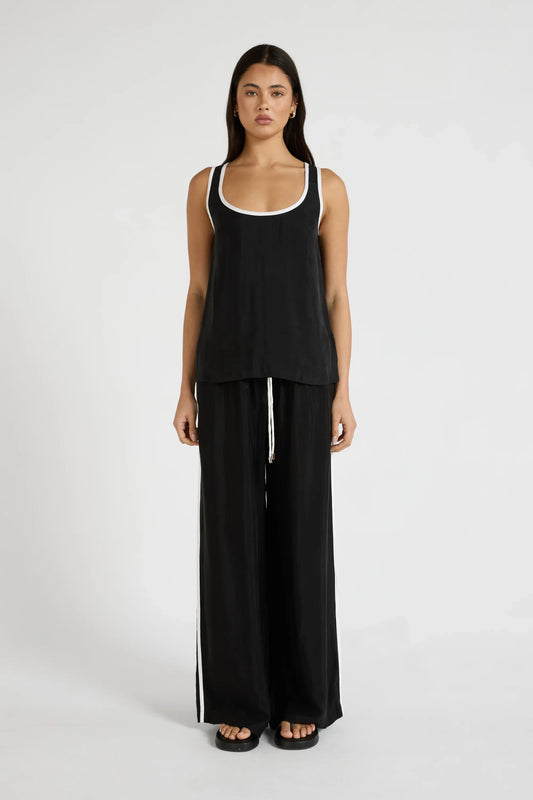 Cupro Contrast Tank (Black)