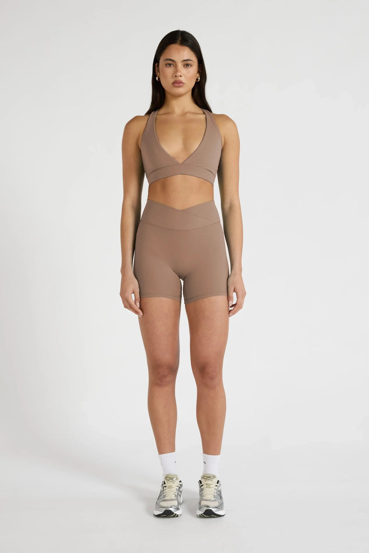 ALLFENIX CloudCore Deep V-Neck Sports Bra (Latte)