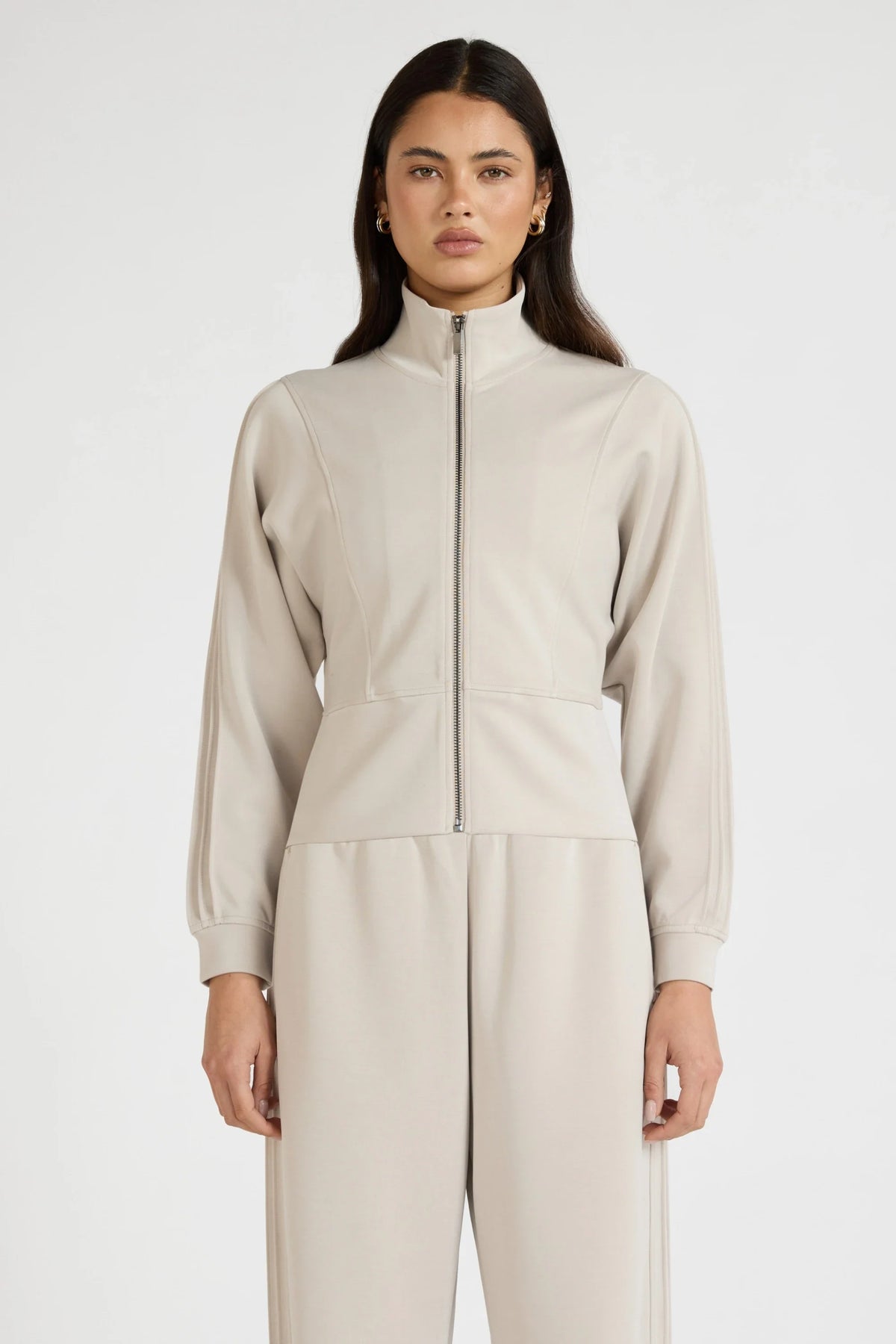 Image of Coats & Jackets. Product name - Soft Luxury Panel Full Zip Jacket in Stone colour by brand - All Fenix